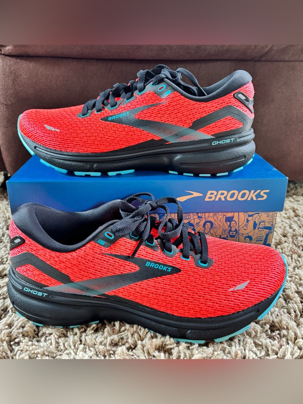 Brooks Ghost 15 Women’s Sz 8.5 Coral/Black/Blue Running Shoes